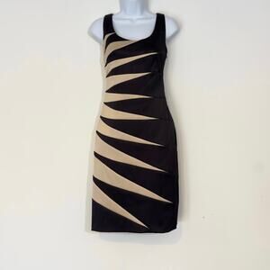 SIGNATURE by SANGRIA Sexy Bodycon Black & Gold Dress  Size 6